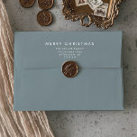 Chic | Dusty Blue Merry Christmas Card Envelope<br><div class="desc">These chic dusty blue Merry Christmas card envelopes are perfect for a modern holiday card or invitation. The simple design features classic minimalist white typography with a rustic boho feel. Customizable in any colour. Keep the design minimal and elegant, as is, or personalize it by adding your own graphics and...</div>