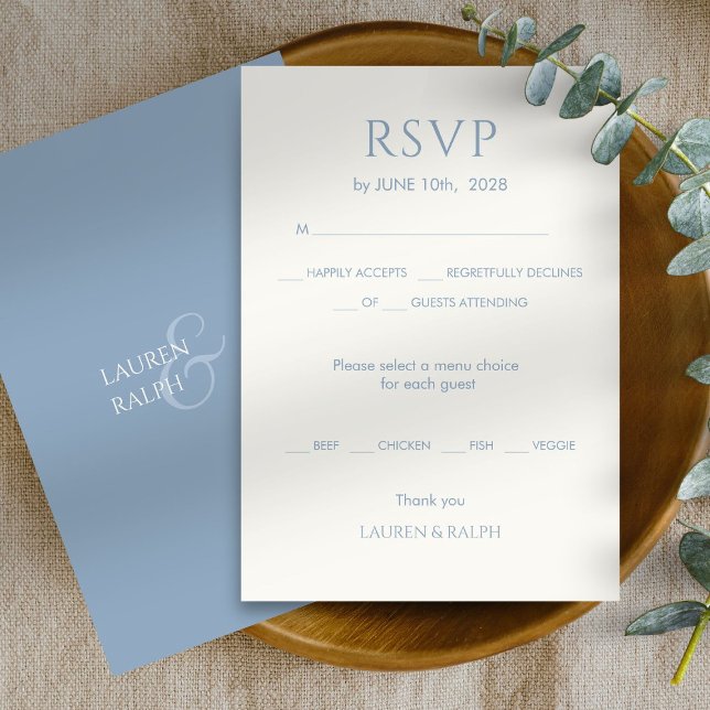 Chic Dusty Blue Monogram Wedding RSVP (Créateur téléchargé)