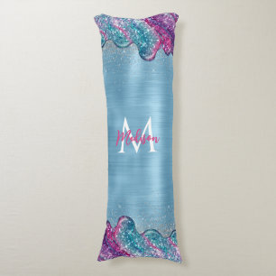 Chic dusty blue purple drips dripping monogram body pillow