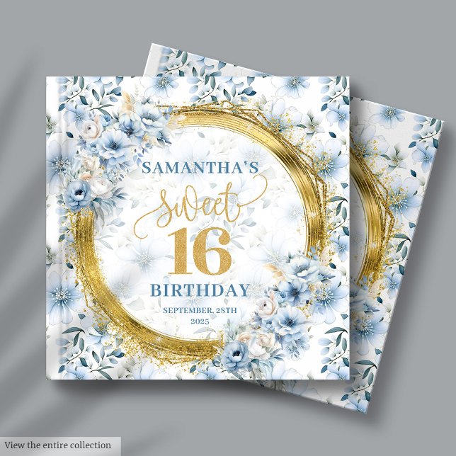 Chic Dusty Blue Sweet 16 Invité Se connecter Livre (Chic Dusty Blue Sweet 16 Guest Sign In Memory Book)