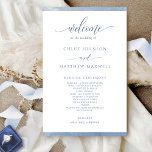 Chic Dusty Blue Watercolor Frame Wedding Program<br><div class="desc">Elegant dusty blue Wedding program featuring delicate dusty blue and blue hues watercolor border stripes framing your wedding program details. Ability to make text changes and adjustments by selecting customize further. Front with wedding ceremony details, back with wedding party names and thank you message for your guests or any other...</div>