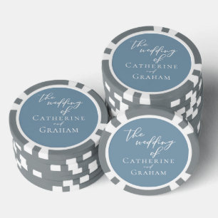 Chic Dusty Blue Wedding Personalized Poker Chips