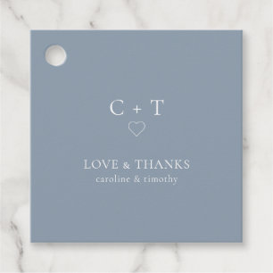 Chic Dusty Blue Wedding Thank You Favour Tag
