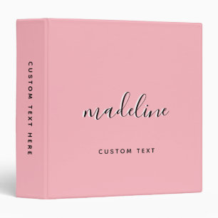 Chic Dusty Blush Pink with black Calligraphy name Binder