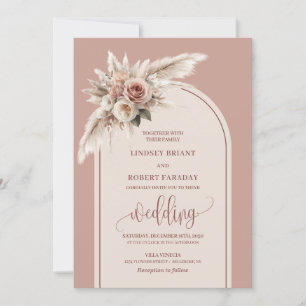 Chic Dusty Pampas Rose Faire-part de mariage