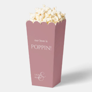 Chic Dusty PInk Couple Monogram Popcorn Favor Box