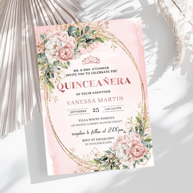 Chic Dusty Pink Floral Eucalyptus Quince Invites (Chic Dusty Pink Floral Eucalyptus Quince Invitation)