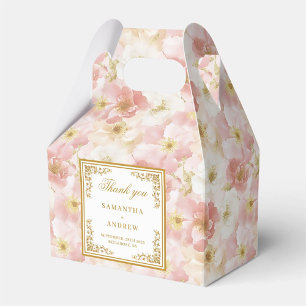 Chic Dusty Pink Gold Watercolor Wedding Favour Box