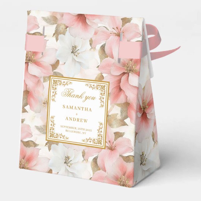 Chic Dusty Pink Gold Watercolor Wedding Favour Box (Chic Dusty Pink Gold Watercolor Wedding Favor Box)