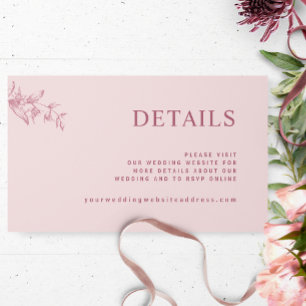 Chic Dusty Pink Wedding Website / Details Enclosure Card