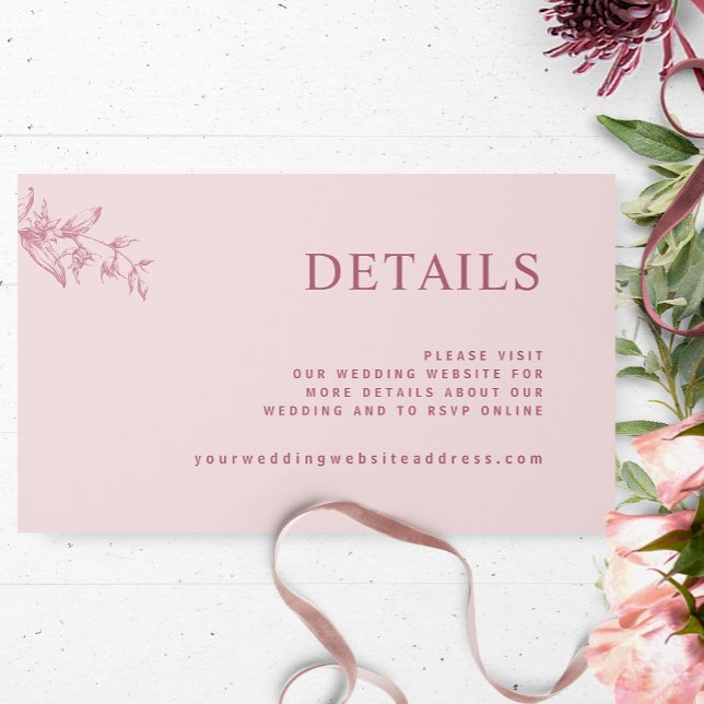 Chic Dusty Pink Wedding Website / Details Enclosure Card (Creator Uploaded)