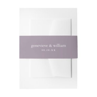 Chic Dusty Purple Minimalist Wedding Invitation Belly Band