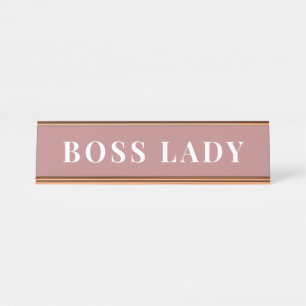 Chic Dusty Rose Boss Lady Desk Custom Name Plate