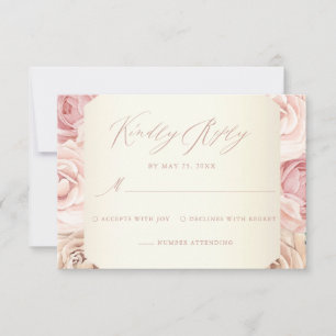Chic Dusty Rose Floral Calligraphie Mariage RSVP