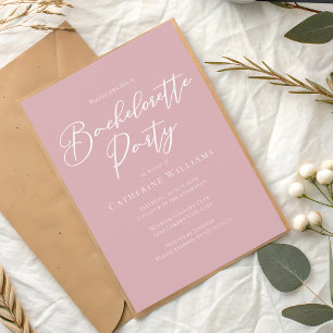 Chic Dusty Rose Pink Bachelorette Party Invitation