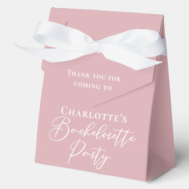 Chic Dusty Rose Pink Custom Bachelorette Party Favor Box (Front)
