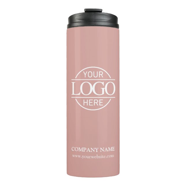 Chic Dusty Rose Promotional Company Business Logo Thermal Tumbler (Front)