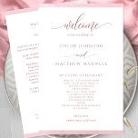 Chic Dusty Rose Watercolor Frame Wedding Program<br><div class="desc">Elegant dusty rose Wedding program featuring delicate dusty rose and blush pink hues watercolor border stripes framing your wedding program details. Ability to make text changes and adjustments by selecting customize further. Front with wedding ceremony details, back with wedding party names and thank you message for your guests or any...</div>