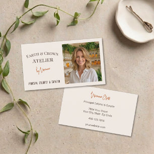 Chic Earthy Cream Hair Atelier Artisan Photo Business Card