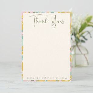 Chic Earthy Pastel Abstract Marble Custom Wedding Thank You Card