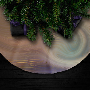 Chic Earthy Strata Natural Copper Stone Agate Brushed Polyester Tree Skirt