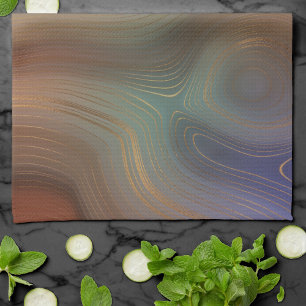 Chic Earthy Strata Natural Copper Stone Agate Kitchen Towel