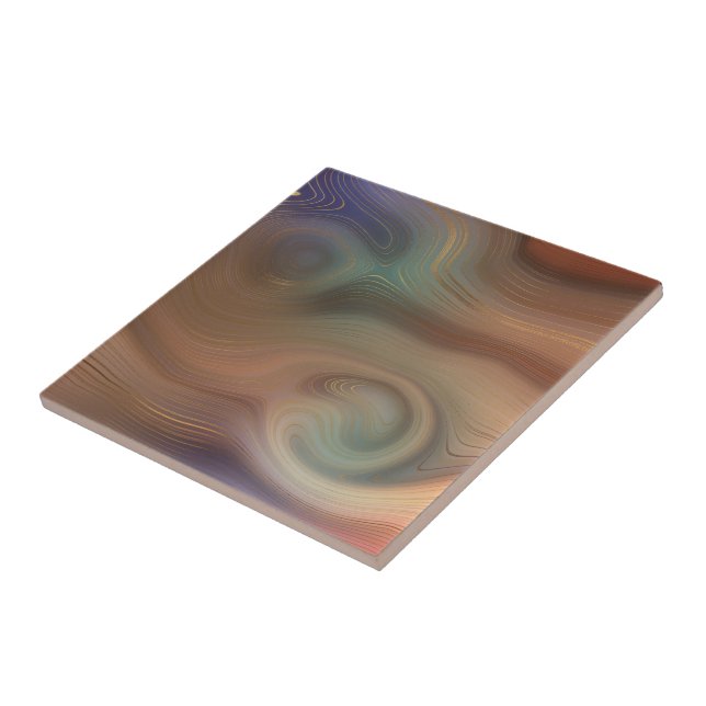 Chic Earthy Strata | Natural Copper Stone Agate Tile (Side)