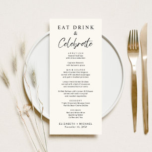 Chic Eat Drink Celebrate Cream Wedding Menu