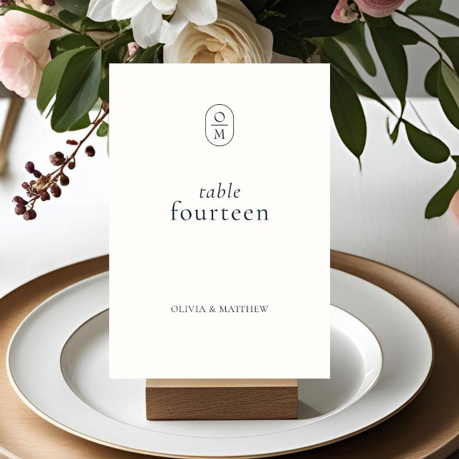 Chic Ebony and Ivory Monogram Table Number (Creator Uploaded)