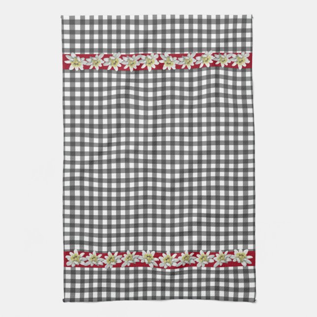 Chic Edelweiss En vichy serviette de cuisine (Vertical)