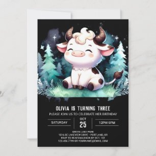 Chic Editable Cow Birthday Invitation