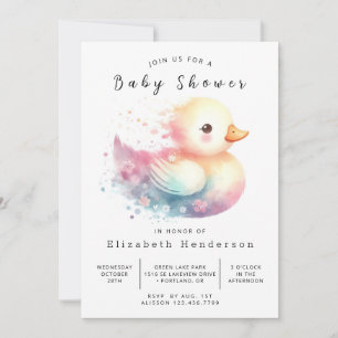 Chic Editable Duck Baby Shower Invitation