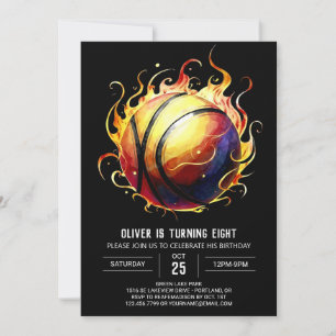 Chic Editable Fun Basketball Birthday Invitation