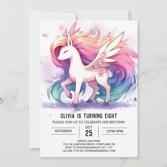  Chic Editable Horse Birthday Invitation (Front)
