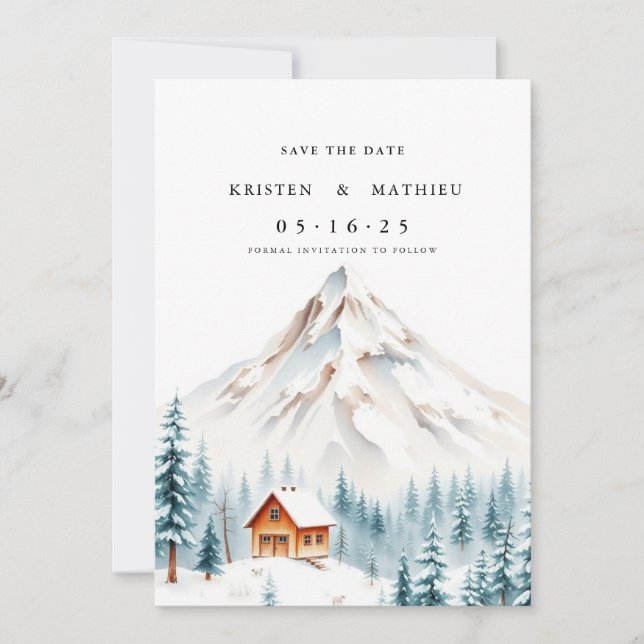 Chic Editable Mountain Save The Date (Front)
