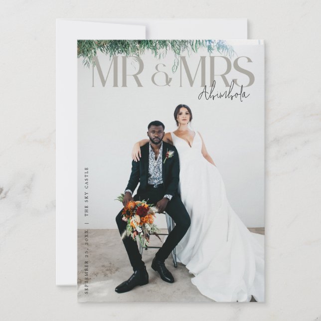 Chic Editorial Photo Mariage Carte de remerciement (Devant)