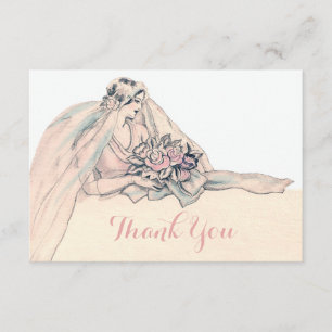 Chic Edwardian Flapper Bride Vintage Thank You