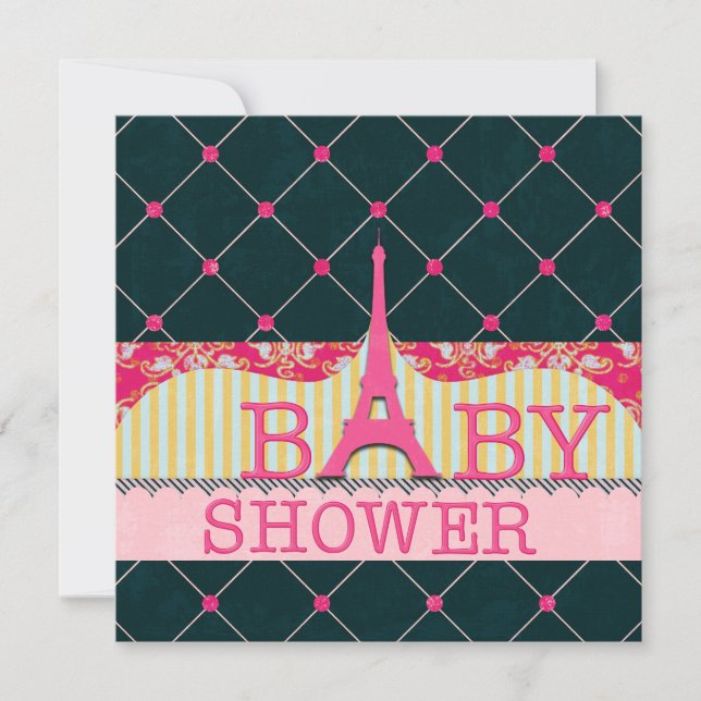Chic Eiffel Tower Baby Shower Invitation (Front)