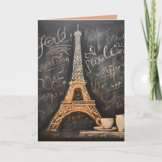 Chic Eiffel Tower Cafe Coffee Paris Birthday Card