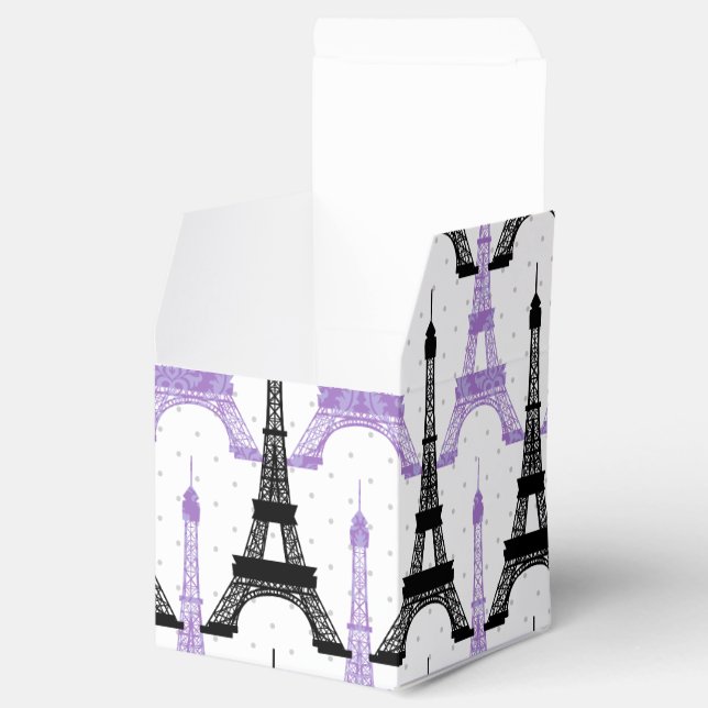 chic Eiffel tower Purple Personalized favour boxes (Opened)