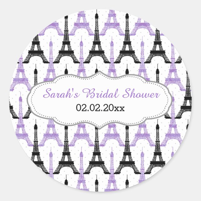 Chic Eiffel tower Purple Personalized stickers (Front)