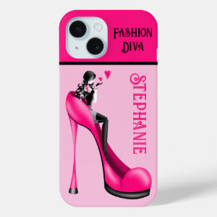 Chic Elegance: Fashionable Lady Blowing a Kiss iPhone 15 Case
