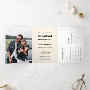 Chic elegant All in one wedding Tri-Fold Invitation