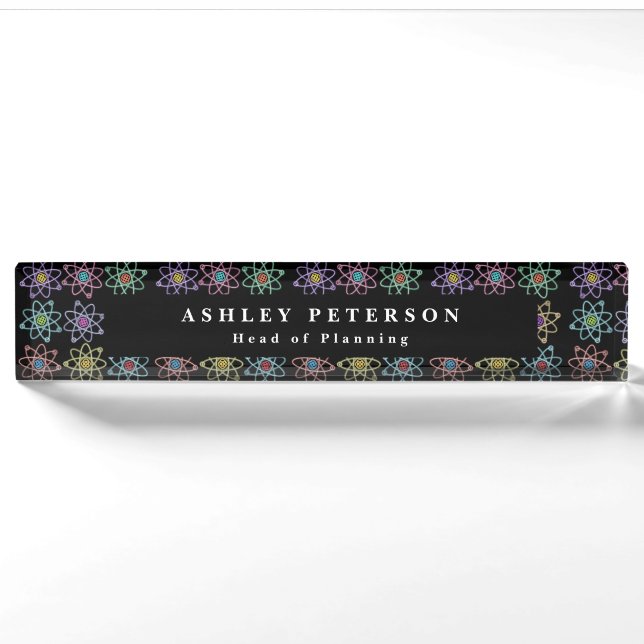 Chic Elegant Atomic Structure Science Nameplate (Front)