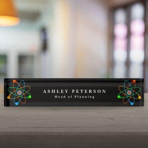 Chic Elegant Atomic Structure Science Nameplate
