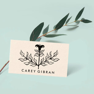 Chic Elegant Black Lily Line Drawing CUSTOM  Business Card