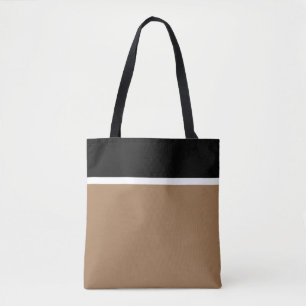 Chic Elegant Black White Mocha Brown Colour Block Tote Bag