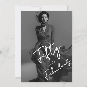 Chic Elegant Black & White Photo Fifty & Fabulous  Invitation