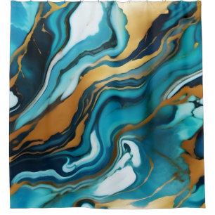 Chic Elegant blue green gold Faux Marble 