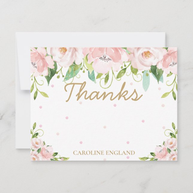 Chic Elegant Blush Pink Floral Flowers Note Card (Front)
